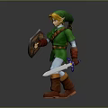 Link the Elf Character in Green Outfit Wielding Shield and Sword