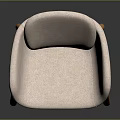 Light Pink Upholstered Chair Featuring Curved Backrest Armrests Wooden Legs And Minimalist Design
