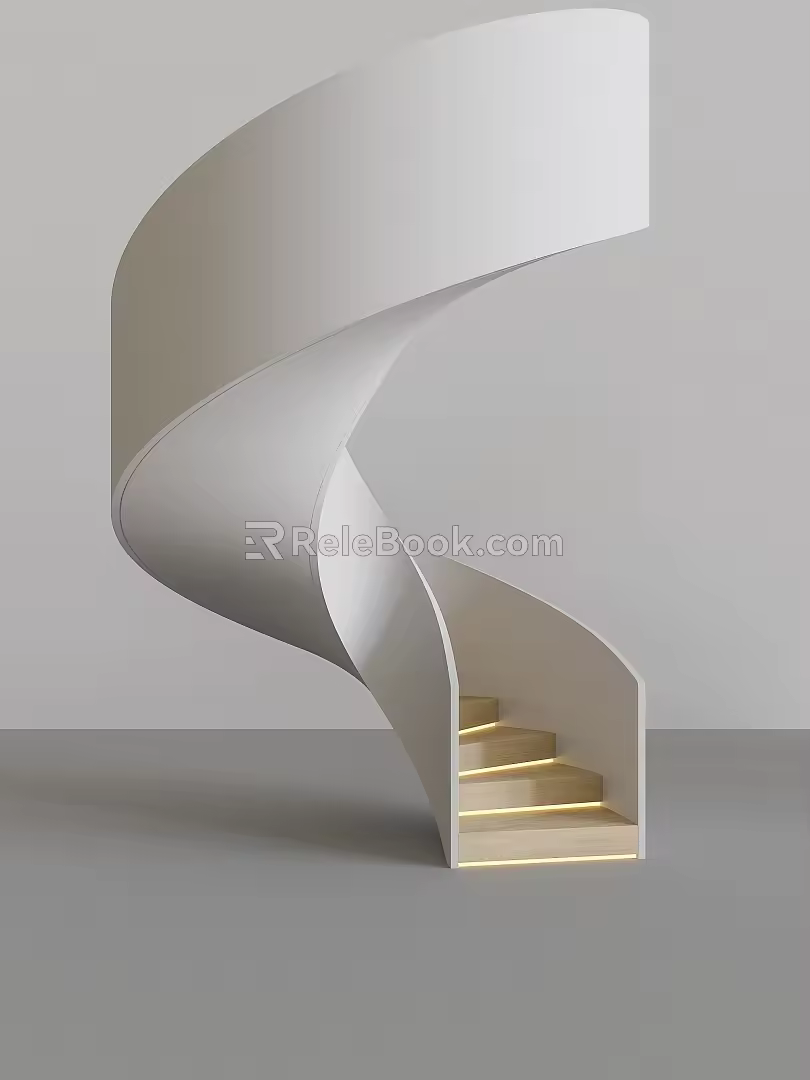 modern revolving staircase minimalist staircase handrail staircase 3d model