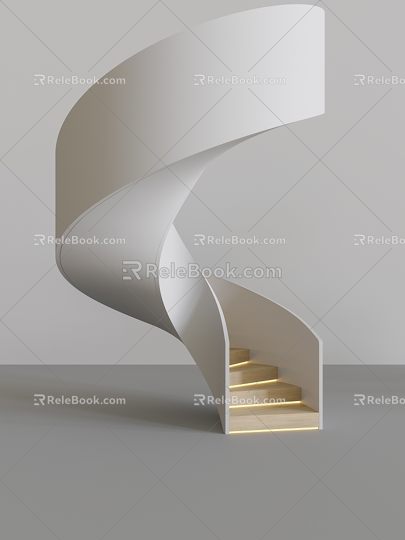 modern revolving staircase minimalist staircase handrail staircase 3d model