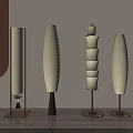 Various Modern Design Floor Lamps With Textured Shades And Different Base Materials 3d model