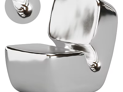 Modern Leisure Chair With Silver Metallic Shiny Surface And Unique Structure Design 3d model