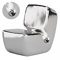 Modern Leisure Chair With Silver Metallic Shiny Surface And Unique Structure Design