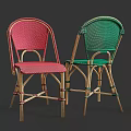 Red And Green Wicker Leisure Chairs With Lightweight Wooden Frame For Outdoor Use