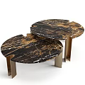 Elegant Modern Tea Table and Chairs with Marble Top and Brass Legs