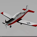 Red White And Black Airplane With Propeller Canopy US Logo Wings And Reflection