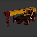 Heavy Duty Yellow Mobile Crane With Extended Boom Red Hook and Large Tires
