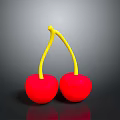 Fresh Ripe Cherries With Red Juicy Fruits And Yellow Stems On Dark Background