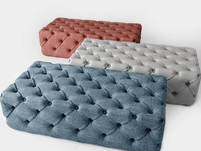 Tufted Fabric Sofa Benches in Blue Red and Gray Colors for Living Room 3d model