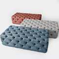 Tufted Fabric Sofa Benches in Blue Red and Gray Colors for Living Room
