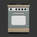Compact Kitchen Gas Stove Oven With Four Burners And Light Blue Beige Design