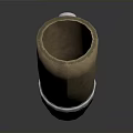 Brown Horn Household Item With Silver Metal Decorative Rings And Reflective Surface