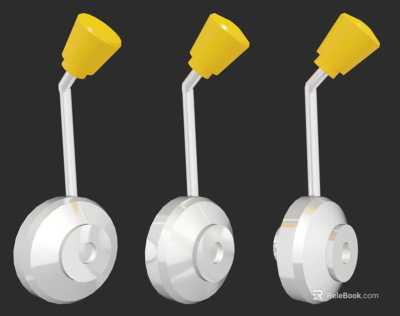 Three Durable Metal Hardware Tools Featuring Yellow Top And Silver Base 3d model 