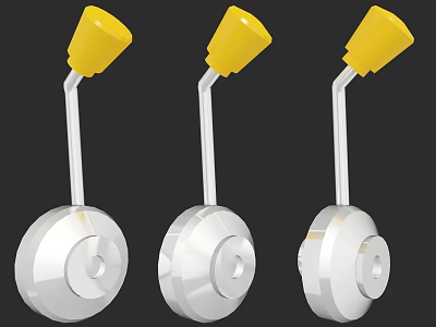 Three Durable Metal Hardware Tools Featuring Yellow Top And Silver Base 3d model
