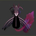 Modern Commercial Equipment With Pink Purple Streamlined Design Wing Like Structures And Reflective Base