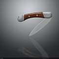 Folding Knife with Wooden Handle Rivets and Sharp Metal Blade as Tactical Weapon