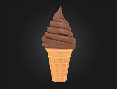 Chocolate ice cream cone cold drink dessert 3d model