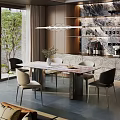 Modern Luxury Marble Top Dining Table Set With Stylish Chairs For Elegant Home Dining Room
