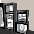 Modern Black Kitchen Appliances With Glass Door Storage For Bowls Plates And Cups