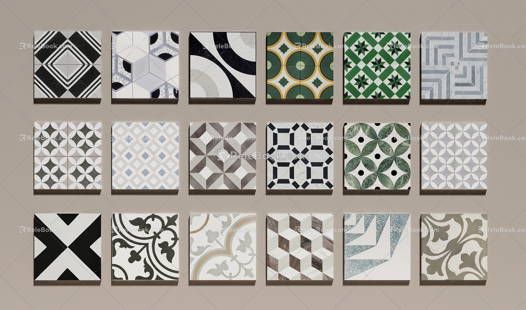 Stone mosaic floor tile mosaic floor tile tile 3d model