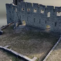 Ancient Building Ruins With Stone Walls Arched Windows And Grassland Surroundings
