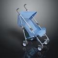 Lightweight Blue Baby Stroller Featuring Foldable Design Sun Canopy And Wheels