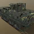 Camouflaged Military Tank With Metal Cage Armor Multi Wheel Design And Top Machine Gun