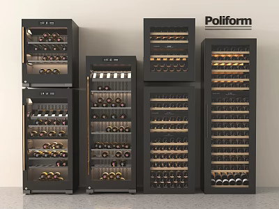 Poliform Modern Wine Cabinets Featuring Multiple Storage Shelves And Black Design 3d model