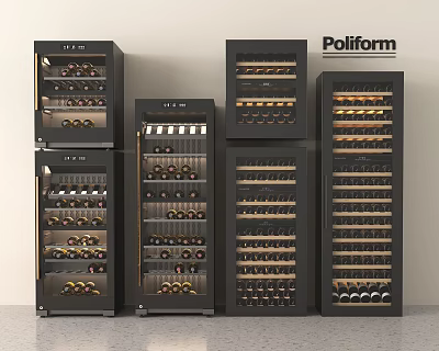 Poliform Modern Wine Cabinets Featuring Multiple Storage Shelves And Black Design 3d model