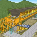Road Infrastructure Under Construction With Bridge Structure Yellow Construction Equipment Vehicles And Safety Barriers