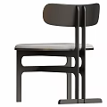 Modern Dining Chair With Leather Seat And Metal Frame In Brown Black Gray Colors