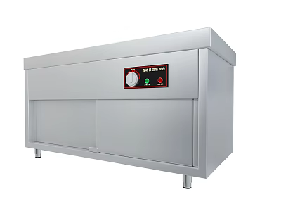 Stainless Steel Display Shelf With Control Panel Knob Buttons And Storage Compartments 3d model