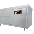 Stainless Steel Display Shelf With Control Panel Knob Buttons And Storage Compartments