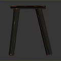 Dark Brown Wooden Stool With Square Top And Four Straight Rustic Design Legs