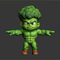 Muscular Green Broccoli Shaped Doll Toy With Orange Shoes And Strong Expression