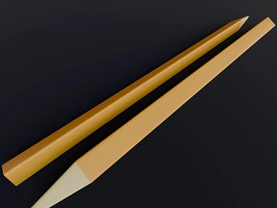 Two Yellow Pencils with White Sharp Tips on Minimalist Black Background 3d model