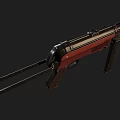 Detailed Classic Submachine Gun With Wooden Stock And Black Metal Barrel Design