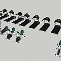 Various Fitness Equipment Including Multi functional Trainer Dumbbell Bench And Leg Press Machines