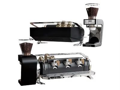 Sleek Modern Kitchen Appliances With Coffee Grinders And Stainless Steel Components 3d model