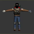 Brave Tactical Character With Helmet Vest Gloves Fighting Fierce Monster Creature In Battle