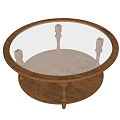 Round Coffee Table Featuring Glass Top And Oak Wooden Frame Base