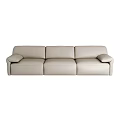 Modern Beige Leather Three Seater Sofa With Clean Lines And Armrests 3d model