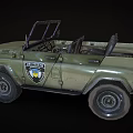 Military Green Open Top Off Road Vehicle With Front Grille And Side Badge