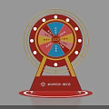 Red Gold Lucky Draw Wheel With Colorful Prize Sections And Lottery Base Stand