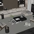 Modern Minotti Sofa Coffee Table Combination 3d model