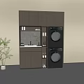 Modern Balcony Cabinet With Washing Machine Dryer Sink And Storage In Home Interior