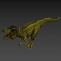 Green T-Rex Dinosaur Model With Open Mouth In Red Rock Natural Setting