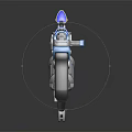 Futuristic Sci Fi Rifle With Aiming Scope Blue Yellow White Accents And Metallic Finish
