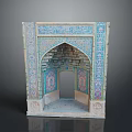 Intricate Traditional Archway Adorned With Colorful Tile Patterns And Stone Base Structure