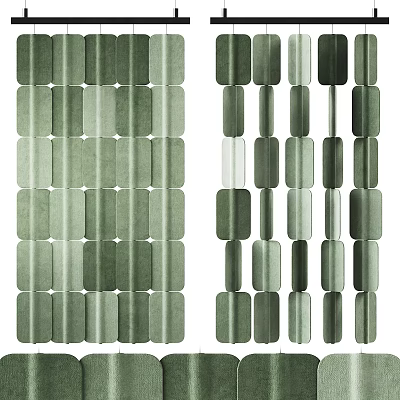 Green Vertical Striped Room Divider with Light and Dark Green Panels for Modern Interior 3d model